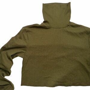 Forever 21 Olive Green Ribbed Cropped Turtleneck